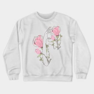 Woman And Flower line Crewneck Sweatshirt